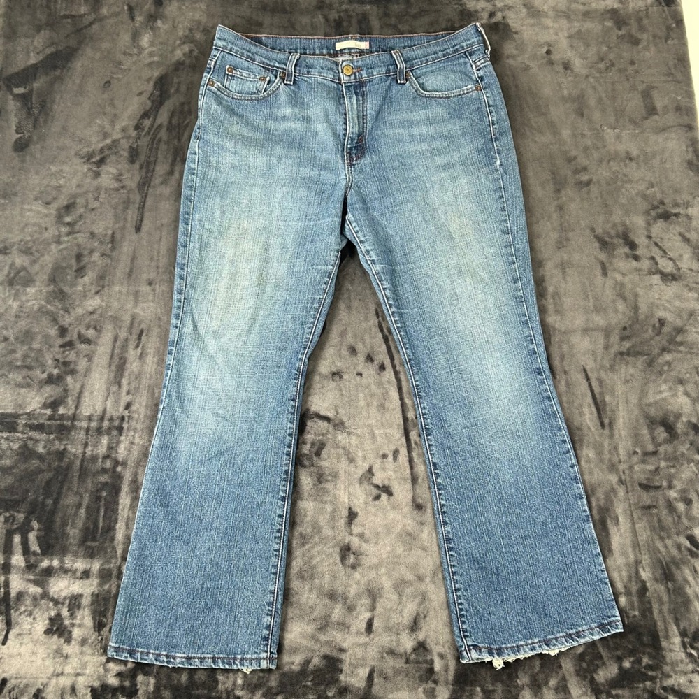Levi's 515 Boot Cut Jeans Womens 14 S Blue Denim Stretch Mid Rise Y2K